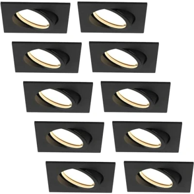 Afbeelding van HCFEI LED inbouwspot ultra vlak 425 lumen 230V 5W dimbaar behuizing vierkant zwenkbaar zwart (10 neutraal wit)