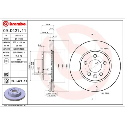 Afbeelding van Brembo Remschijven 09.D421.11