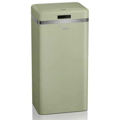 Afbeelding van Swan Retro vuilnisemmer met automatisch openen, metaal, inhoud 45 liter, vintage design, groen
