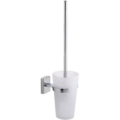 Afbeelding van tesa® Klaam toiletborstelhouder, verchroomd metaal, zelfklevend, 416mm x 92mm 131mm