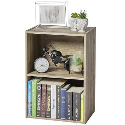 Afbeelding van Iris Ohyama, Houten kast met planken / boekenkast zijkast basis opbergplanken, Modulair, Design, kantoor, woonkamer, slaapkamer Basic Storage Shelf CX 2 AsBruin