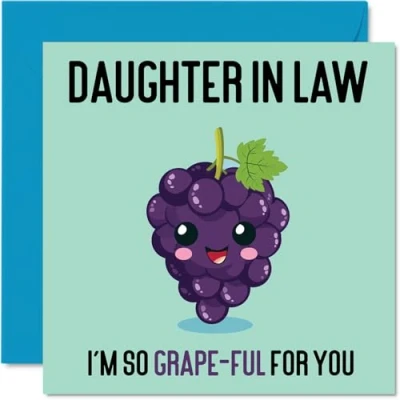 Afbeelding van Verjaardagskaarten voor schoondochter druifvol grappige gelukkige verjaardagskaart van mama papa in law, dochter verjaardagscadeaus, 145 mm x grap wenskaarten