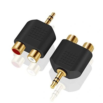 Afbeelding van 3.5mm naar RCA splitter, ANDTOBO Stereo Mannelijke Dual Vrouwelijke Audio Adapter