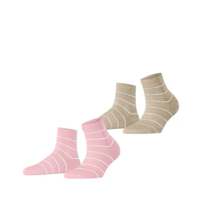 Afbeelding van ESPRIT Dames Sokken Fine Line Multipack W Sso katoen gedessineerd 2 paar, Veelkleurig Grey Red 0060, 39 42