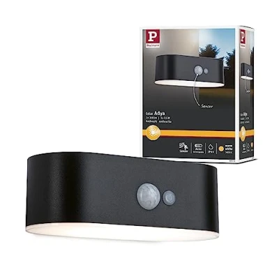 Afbeelding van Paulmann Adya Wandlamp Solar zwart IP44 3000K bewegingsmelder