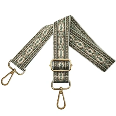Afbeelding van Verstelbare schouderriem voor tassen, draagriem dames, tasriem om te wisselen, breed 3,8 cm met gouden karabijnhaak, schoudertas, handtassen, legergroen, N41