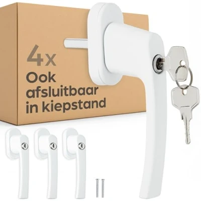 Afbeelding van 4 Afsluitbare Raamkruk Met Slot Draai kiep Raamgreep Raambeveiliging Sleutel Kindveilig Eenvoudige Installatie Betrouwbare Bescherming