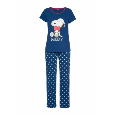 Afbeelding van Peanuts Pyjama, Dames, Maat: 36/38, Blau gepunktet