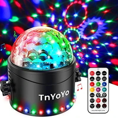 Afbeelding van Discolichten, TnYoYo 30LED Disco Ball met afstandsbediening, timer en 7 RGB, Geluid geactiveerde verlichting, 360 roterende lichten voor feesten, verjaardag, Kerstmis, Bar, kinderen