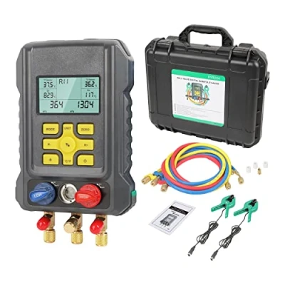 Afbeelding van KAISAL Digitale monteurhulp, airconditioning voor 93 soorten koelmiddel, R410a, R32, R22, R1234YF, HVAC systeem, manifold, meetinstrumenten, druk en temperatuurtest, auto, AC koeltechniek, manometer,