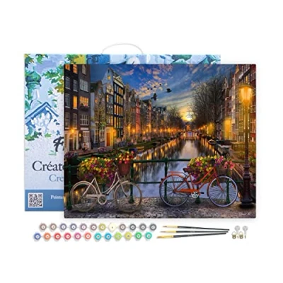 Afbeelding van Figured&#039;Art Schilderen op Nummer Volwassenen met lijst Kanaal in Amsterdam Handwerk acrylverf Kit DIY Compleet 40x50cm Canvas al ingelijst