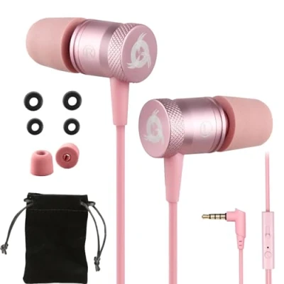 Afbeelding van KLIM Fusion Oortelefoons In ear met microfoon + Zeer Duurzaam 5 jaar garantie Comfortabel Traagschuim Koptelefoon voor Mobiele PC PS4 Xbox One Switch Versie 2021 Roze