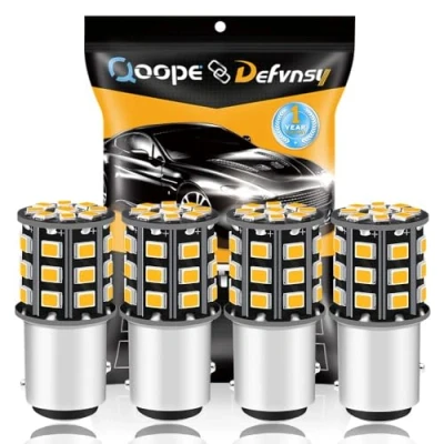 Afbeelding van DEFVNSY Pakket van 4 1157 BAY15D 2057 2357 7528 Superhelder amber/geel 12 24V DC 2835 33SMD LED lampen voor parkeerlichten, zijmarkeringslichten, richtingaanwijzers, knipperlicht