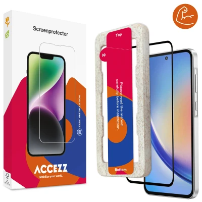Afbeelding van Screenprotector Samsung Galaxy A35: Accezz Triple Strong Full Cover Glass met bio applicator