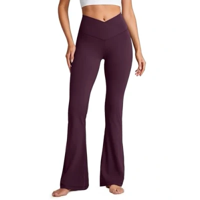 Afbeelding van CRZ Yoga Dames Butterluxe Bootcut Flare Broek Leggings Crossover Hoge Taille Opaque Sportbroek Fitness 31&#039;&#039; Donker paars L