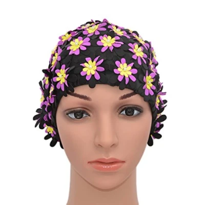 Afbeelding van Medifier Badmuts met bloemenpatroon, retro stijl, voor dames, zwart