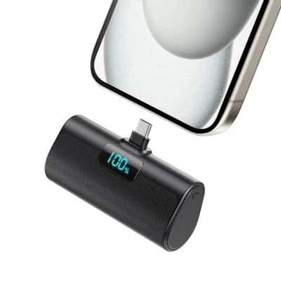 Afbeelding van Mini powerbank 5200 mAh, kleine USB C PD externe batterij, compact LCD digitaal display accupack compatibel met iPhone 16/15, Samsung S22/23 serie, Note20/10 Huawei, iPad Pro/Air,