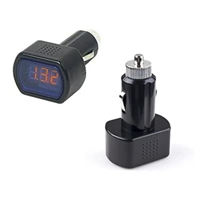 Afbeelding van Kfz 12V 24V LED sigarettenaansteker batterij tester voltmeter spanningsweergave nieuw (1)
