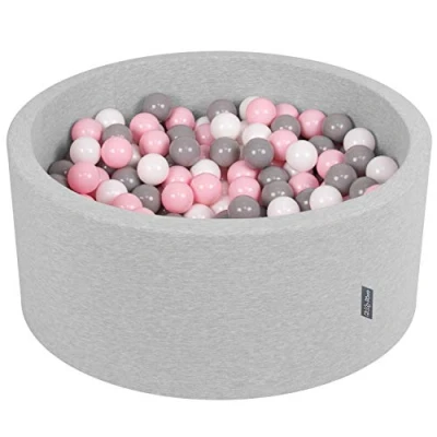 Afbeelding van KiddyMoon Schuim Ballenbak Voor Kinderen Met Ballen Ø 7 Cm Gemaakt In EU, Lichtgrijs:Wit Grijs Poeder Roze,90X40cm/300