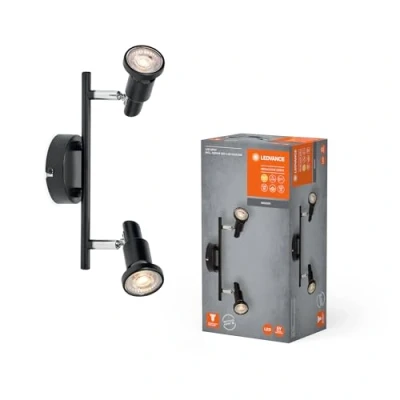 Afbeelding van LEDVANCE LED SPOT GU10 2 x 3,4W, 460lm, schwarz, 2.700K Farbtemperatur, warmweiße Lichtfarbe, zeitloses Design, austauschbare Lampe, ideal für Innenräume, CRI 90, verstellbare Köpfe