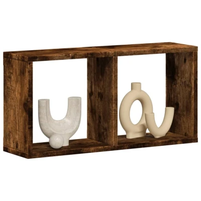 Afbeelding van Wandkast 60x16x30 cm bewerkt hout gerookt eikenkleurig