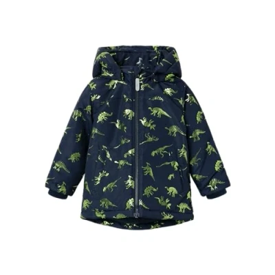 Afbeelding van NAME IT MINI baby tussenjas NKMMAX met all over print donkerblauw/groen