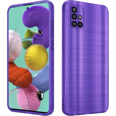 Afbeelding van Cadorabo Hoesje geschikt voor Samsung Galaxy A51 4G / M40s in Brushed Paars Beschermhoes Case Cover van flexibel TPU silicone design