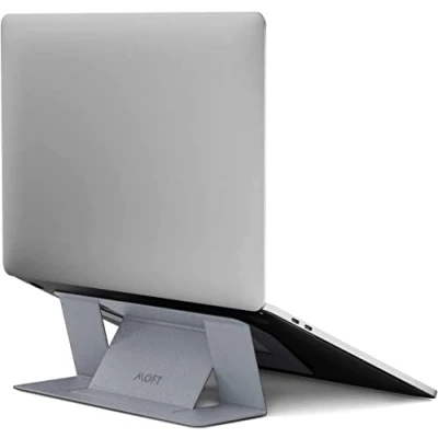 Afbeelding van MOFT Laptopstandaard, onzichtbare slanke verstelbare laptopstandaard voor het bureau, draagbare notebookstandaard, compatibel met laptops tot 16 inch, zilver