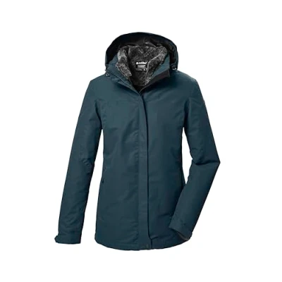 Afbeelding van killtec KOW 303 WMN JCKT, 41820 000, functionele jas voor dames, outdoorjas met afritsbare capuchon en afritsbaar fleecejack, kleur lichtpetrol, maat 38