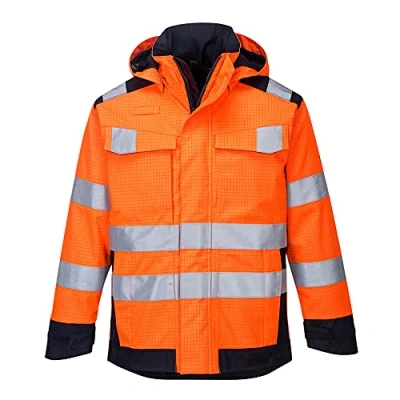 Afbeelding van Portwest MV70 Modaflame Rain Multinormen Arc aansluiting, Oranje/Marine, Normaal, Grootte XXL