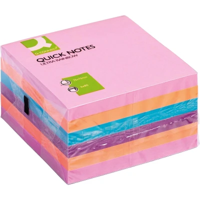Afbeelding van Q CONNECT Quick Notes, ft 76 x mm, 80 vel, pak van 6 blokken in 4 verschillende kleuren memoblok