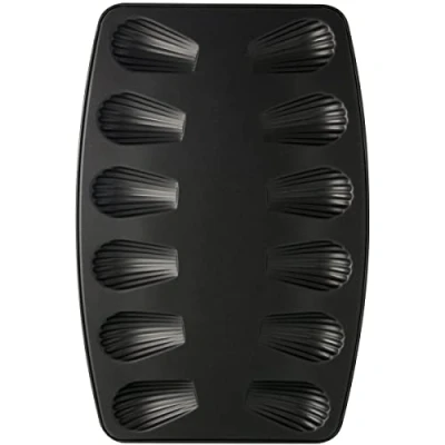 Afbeelding van Zenker 7541 Madeleines bakplaat, bakvorm met antiaanbaklaag voor 12 berenkatten, vorm in, zwart kleine snacks (cakevorm: ca. 390 x 260 10 mm), hoeveelheid: 1 stuk