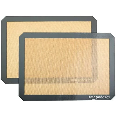 Afbeelding van Amazon Basics Rechthoekige bakmat, siliconen, 2 stuks, 29,54 x 41,91 cm, beige/grijs