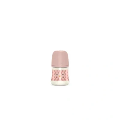 Afbeelding van Suavinex Bonhomia Babyfles, 150 ml, met fysiologische speen SX Pro van siliconen, anti koliekventiel, langzame doorstroming (S), voor baby&#039;s vanaf 0 maanden, roze