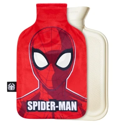 Afbeelding van Marvel Warmwaterkruik met fleece hoes 1,7 of 2 liter inhoud, rubberen warmwaterzak lang gezellige cadeaus voor mannen (Red Spiderman)