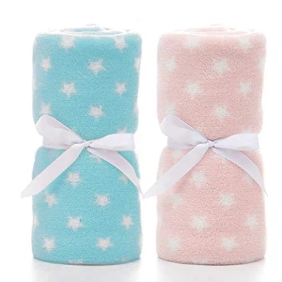 Afbeelding van LeerKing Unisex Babydeken 2 Pack Jongens Meisjes Knuffeldeken Kruipdeken Baby Beddengoed Kinderwagen Pluizig voor Pasgeborenen Zachte Deken 75cmx100cm Blauw+Roze