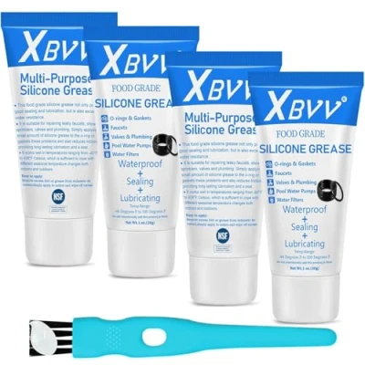 Afbeelding van XBVV Silicone Grease Lubricant Food Grade voor O ringen Valve Zwembad Filter Plumber Faucet Slicon Lube Seal 4 Pack 1 oz buizen met borstel