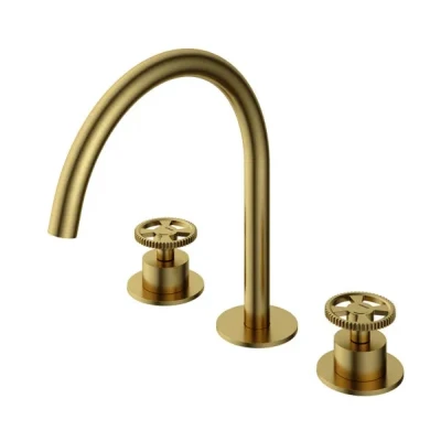 Afbeelding van HotBath Cobber @work inbouw wastafelmengkraan Geborsteld messing pvd Minimalistisch design