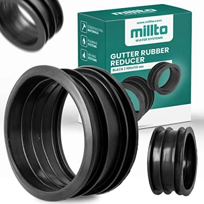 Afbeelding van Millto™ dakgoot afvoerpijp reduceerstuk 100/110 rubberen slangverbinder, fitting adapter, regenwatersysteem joiner koppeling