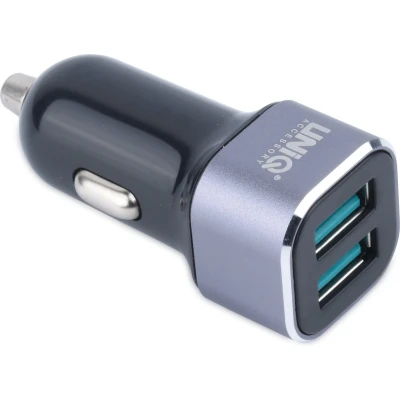 Afbeelding van Celly Dual USB Car Charger + Micro kabel van Uniq Zwart Kunststof