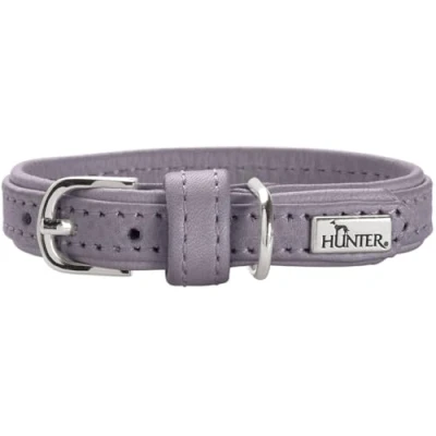 Afbeelding van HUNTER Hondenhalsband SOHO Mini, kleur: lila grijs, rundleer, zacht en soepel, voor de huid, licht, kleine honden puppy&#039;s, Made in Germany, maat: 37