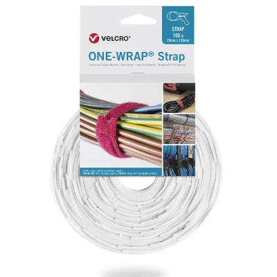 Afbeelding van Velcro ONE WRAP kabelbinder Losmaakbare Polypropyleen (PP), Klittenband Wit 100 stuk(s)