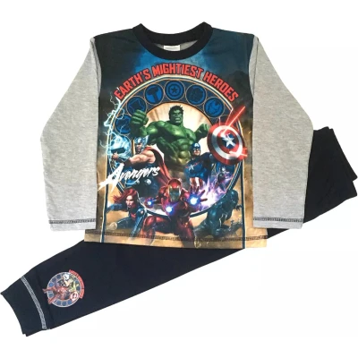 Afbeelding van Avengers pyjama blauw met grijs Marvel pyama maat 128