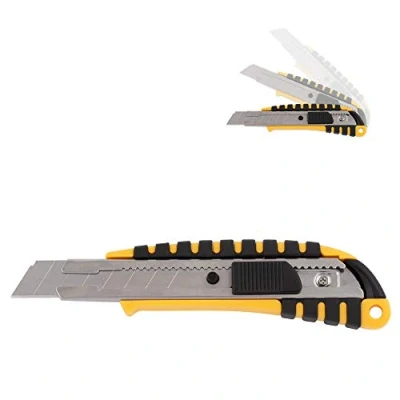 Afbeelding van D.RECT 2048 Set 5 stuks cuttermessen met metalen geleiding lemmet 18 mm rubberen greep tapijtmes universeel mes professionele cutter/messenset