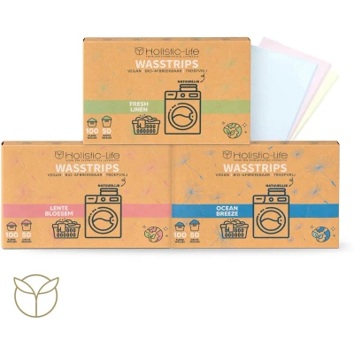 Afbeelding van Wasmiddeldoekjes Proefpakket Fresh Linen Lentebloesem Spa Intense Wasstrips 3x50 Wasbeurten Incl. Wasverzachter Wasmiddel Wasdoekjes Vegan Zero Waste