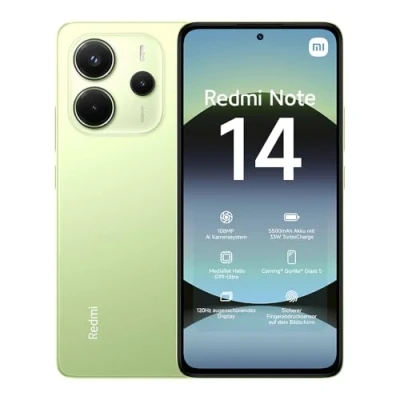 Afbeelding van Xiaomi Redmi Note 14 smartphone, 8+256GB, green, 108MP AI camera system, 5500mAh batterij, 120Hz eye care display, features (oplader niet inclusief)