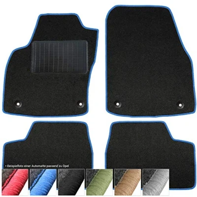 Afbeelding van moto MOLTICO Vloermatten auto velours automatten zwart set 4 delig geschikt voor Opel Zafira A 1999 2006 (blauw siernaden)