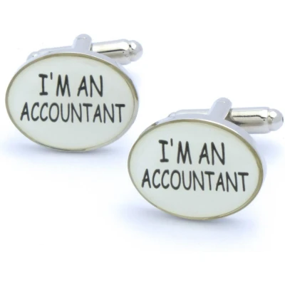 Afbeelding van Manchetknopen Im An Accountant Tekst Wit Zwart