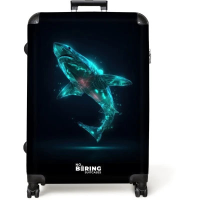 Afbeelding van NoBoringSuitcases.com® Koffer groot Reiskoffer lichtgewicht Digitale haaienkracht Rolkoffer met 4 wielen Grote trolley XL 98 liter bagage