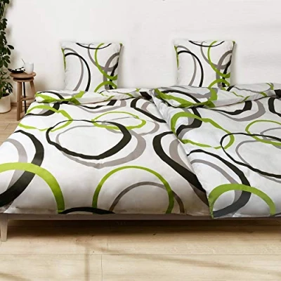 Afbeelding van Beautissu dekbedovertrek tweepersoons Nina Set van 2 Renforcé katoen beddengoed grijs ornamenten stuks dekbedovertrekken 155x220 cm &amp; kussensloop 80x80